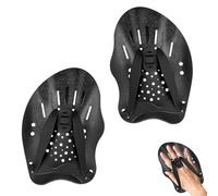 Pamtns 1 Paire Plaquette Natation Pagaies de Natation avec Sangles Réglables Palmes de Natation Pagaies à Main de Natation Équipement de Plongée d'Aileron Hand Paddles Mixte pour Adultes Noir