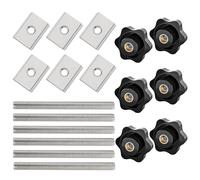 Pamtns 18 Pièces Jeu de Maintien à Action Rapide en Métal Vis de Serrage M8 T-Track Clamp écrou à Poignée étoile avec T-Track Écrou Coulissant et Tiges Filetées pour le Travail du Bois T-Slot