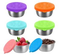 Pamtns 6 Pièces Mini Boîtes avec Couvercle Récipient Vinaigrette Boîtes de Conservation Cuisine Petites Boîtes de Congélation Petit Récipient à Sauce en Acier Inoxydable Réutilisables Boîte à Bento