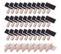 Pamtns Mini Tableau Noir en Bois Rectangle 50 Pièces avec Clip - Panneau d'Affichage Ardoise pour Etiquette Prix et Marque Place