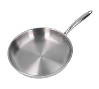 Pan à frire en acier inoxydable premium Grade professionnel épaissis 304 ACTEUR INOXEUX NUSCOAD 3 LAYER SCANETER avec poignée ergonomique pour la cuisson Omelette Sauteing Silver (28 cm)