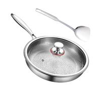 Pan à frire Titan non-Orée - Pan de casserole en acier inoxydable avec une conversation de couvercle et de cuisine | Induction robuste poêle à frire pour la cuisson de la friture de la friture de boul