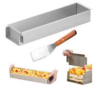 Pan à gâteau rectangle, moisissure à gâteau en acier inoxydable antiadhésive 16x4x2 pouces avec pelle, accessoires de pâtisserie faciles nettoyer pour les pains Brownie Tiramissu