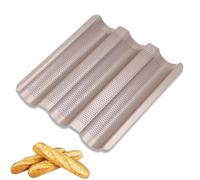 Pan à pain français, 26.8x24x2.6cm / 10.6x9.4x1.0 pouce Baguettes plateau de pâtisserie 3 outils de cuisson à pain long sans bâton pour griller des petits pains à rouleaux de