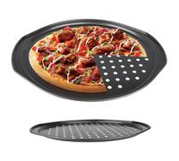 Pan à pizza ronde avec trous, casseroles à pizza 14 pouces en acier sans pied de gamme sans pied avec trous et manche de 0, 4 mm plateau rond pour pain pain