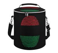 Pan Africa Fingerprint Double Cooler Bag Isolé Étanche Fourre-Tout Portable Refroidissant Déjeuner Sac à Bandoulière pour Pique-Nique Plage Travail Voyage 10"x12"