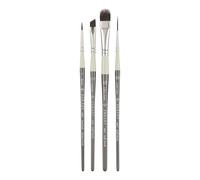 Pan Art Ensemble de pinceaux synthétiques, Bois/métal, Gris, n°0-4