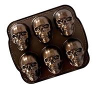 Pan De Crâne Effrayant - Moule D' Doré, Six Bacs À Gâteau De Cavité, Forme De Crâne D'horreur 3D, Forme De Cuisson À La Chaleur, Usine De Cuisson Antiadhésive Durable | Cookie Muffin Halloween