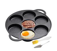 Pan De Crêpes En Fonte - Poêle En Fer Plat | Cooker Omelet Burger | Pas À Frire Antiadhésive Avec Conception De 7 Trous Pour Cuisiner Steak Crêpe Pizza Petit Déjeuner Fryiing Cuit Grille Poêle Feu De