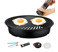 Pan de cuisinière coréenne | de grill antiadhésive en acier inoxydable | Plateau barbecue sans fumée | Grill extérieur rond intérieur | Pan de cuisson pour la viande et les légumes | Comprend d