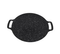Pan de grill coréen non bâton Double manche rond plate à friture Pan de cuisson à frire pour le camping de la cuisine à la maison (34 cm)