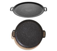 Pan de Grill en Pierre de togwort, Casserole antiadhésive pour Un Usage Domestique, Teppanyaki Grill. Pan de Cuisson de 11,8 Pouces pour Le Four, la cuisinière, Les grillades ou Les Feux de Camp 28cm