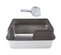 Pan de litière en Acier Inoxydable Proof d'éclaboussure Grande bordeuse à crampe Haut de Haut Ouvert avec cuillère pour Chats Petits Animaux Moyens Moyens 19,7 x 13,8 x 9,8 Pouces (L Blanc) (Grand