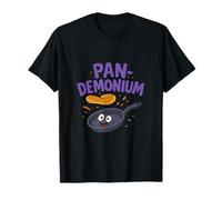 Pan-demonium Cartoon Crêpière Design Violet Orange Blanc T-Shirt