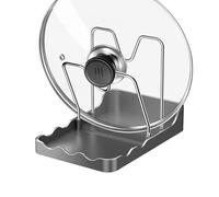 Pan Lid Organizer - PP Stainless Steel 20x14x18cm | Vertical Spoon Drying Shelf With Drip Tray, Pan Cover Storage Rack | Kitchen Counter Cookware Organizer For Baking Cooking Pantry Restaurant Dish