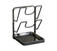 Pan Lid Storage Rack - Compact Space Saving Stand, Rust Proof Organizer for Pantries, Vertical Cabinet Tier, Kitchen Organization Kit with U Shaped Slot Channels, Steel Base Frame for Sorting Slotting