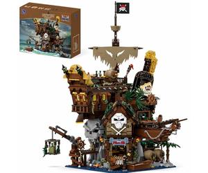 PAN TASY Ensemble de Construction Taverne de Pirates, Architecture Modulaire d’Épave, avec Bar Terrasse, Bouteille de Rhum Géante - Kit de Blocs Nautiques pour Adultes