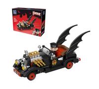 PAN TASY Hot Rod Vampire en Briques, Modèle Gothique Halloween pour Adultes | Voiture vampire avec ailes de chauve-souris, moteur apparent, détails imprimés et figurine à poser ou asseoir.