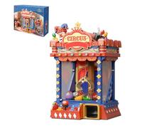 PAN TASY Machine d’Arcade Cirque, Jeu de Construction Lumineux | Animations interactives, lumières, musique et décor rétro de fête foraine, modèle de collection à construire et exposer