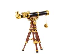 PAN TASY Télescope Vintage, Jeu de Construction Scientifique pour Adultes | Trépied réglable, viseur réflecteur et 3 cartes du ciel interchangeables, modèle astronomique de collection à exposer