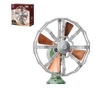 PAN TASY Vintage Desk Fan Building Set, Modèle Mécanique Oscillant Motorisé en Briques, Ventilateur Rétro Vert Objet de Décoration de Bureau à Collectionner pour Adultes