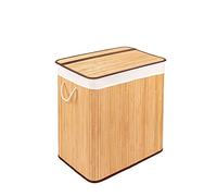 PANA®ECO Panier à linge en bambou avec couvercle (104 L) • Bac à linge avec sac amovible • Corbeille à linge pliable • Coffre à linge salle de bain • 100% bambou • Couleur : Naturel (52x32x63 cm)