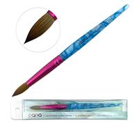 PANA Pure Kolinsky Brosse à ongles en acrylique pour cheveux - Forme ronde - Virole rose avec manche bleu tourbillon blanc (taille 12) - Pinceau à ongles en acrylique - Extension d'ongles, manucure