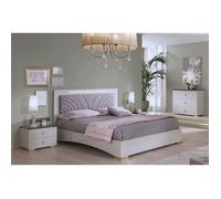 PANACA - Chambre 140x190cm Crème et Bronze + Leds - Altobuy Beige