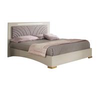 PANACA - Lit 160x200cm avec Tête de Lit Simili Cuir et Leds -