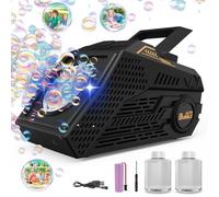 Panacare Machine à Bulles Automatique 10,000+ Bulles/Min avec Batterie Rechargeable, 2 x Solution à Bulles, Lumières Colorées, Portable pour Anniversaire