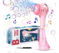 Panacare Machine à Bulles électrique, Dinosaure Bubble Stick Jouet à Bulles 4000+ Bulles/Min avec 360ML Super Solution à Bulles pour extérieur/fête/Mariage, Machine à Bulles pour Enfants Rose