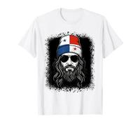 Panama Flag Beanie Man Lunettes de Soleil Barbe Grunge T-Shirt