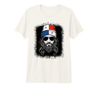 Panama Flag Beanie Man Lunettes de Soleil Barbe Grunge T-Shirt Haut de Gamme