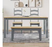 Panama Table à manger rectangulaire en pin massif Gris 160 x 80 x 75 cm Pour cuisine et salle à manger Élégante et robuste