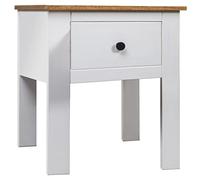 Panama Table de Nuit Blanc 46x40x57 cm En Bois de Pin Massif avec 1 Tiroir, Table Basse Salon Facile à Installer.