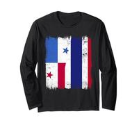 Panama Thaïlande Demi-Drapeau Racines thaïlandaises panaméennes Manche Longue