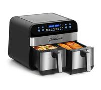 Panana Air Fryer avec Double Compartiment, Friteuse Sans 2x4.5L 8 Programmes 2400W, Friteuse à Air Chaud, Friteuse Electrique avec LED Écran Tactile, Airfryer avec 2 cuves séparées