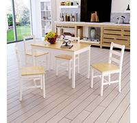 Panana Ensemble de salle à manger en bois avec 4 chaises contemporaines Trois couleurs au choix