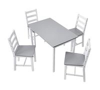 Panana Ensemble table de salle à manger en bois avec 4 chaises contemporaines trois couleurs au choix (gris blanc)