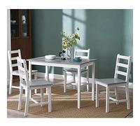 Panana Ensemble Table en Bois + 4 Chaises pour Salle à Manger, Cuisine, Séjour, Café, Table à Manger et chaises de pin en Bois Massif (Gris Blanc)