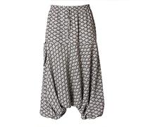 PANASIAM Aladin Pantalon géométrique avec motifs japonais traditionnels, produit équitable dans de petites entreprises familiales, Gris Seigaiha, L