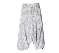 PANASIAM Aladin Pantalon géométrique avec motifs japonais traditionnels, produit équitable dans de petites entreprises familiales, Asanoha Blanc, L