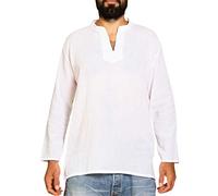 PANASIAM Chemise d'Été Fisherman, Coton Extra-Fin, Souple et Doux, Noir ou Blanc, sans Boutons