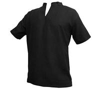 PANASIAM Chemise d'Été Fisherman, Coton Extra-Fin, Souple et Doux, Noir ou Blanc, sans Boutons