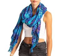 PANASIAM Écharpe Femme & Homme - Châle XXL, Grand Châle Multicolore | Teinte à la main, 100 % viscose, grande étole, multifonction : drap de plage, paréo, jupe portefeuille, en 2 tailles
