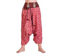 PANASIAM Harem Pants, Sarouel Fait Main en Coton Robuste, Poche, Taille Unique de S à M, Édition Limitée, Confectionné par Une Entreprise Familiale