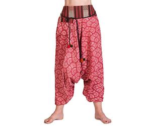 PANASIAM Harem Pants, Sarouel Fait Main en Coton Robuste, Poche, Taille Unique de S à M, Édition Limitée, Confectionné par Une Entreprise Familiale