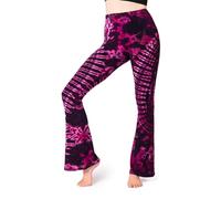 PANASIAM Legging Évasé Femme - Design Batik - Collant de Yoga Sport Long | Teintes à la main, douce & extensible, legging taille haute pour sport & loisirs, viscose avec élasthanne, coupe bootcut