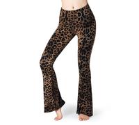PANASIAM Legging Évasé Femme - Imprimé Léopard - Collant de Yoga Sport | Teintes à la main, douce & extensible, legging taille haute pour sport & loisirs, viscose avec élasthanne, coupe bootcut