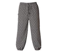 PANASIAM Muck Pants « Geometrix », motif japonais traditionnel, produit équitable dans de petites entreprises, Fleur de vie. Noir, M